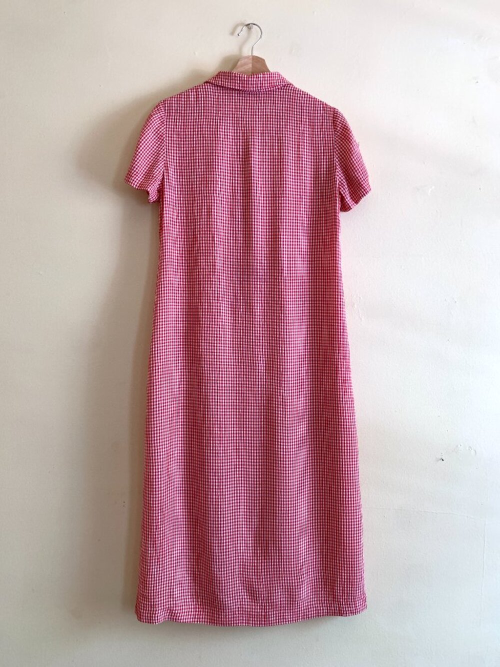 Vintage Talbots Red White Gingham Button Up Midi Dress 6P Short Sleeve Americana - Picture 2 of 11